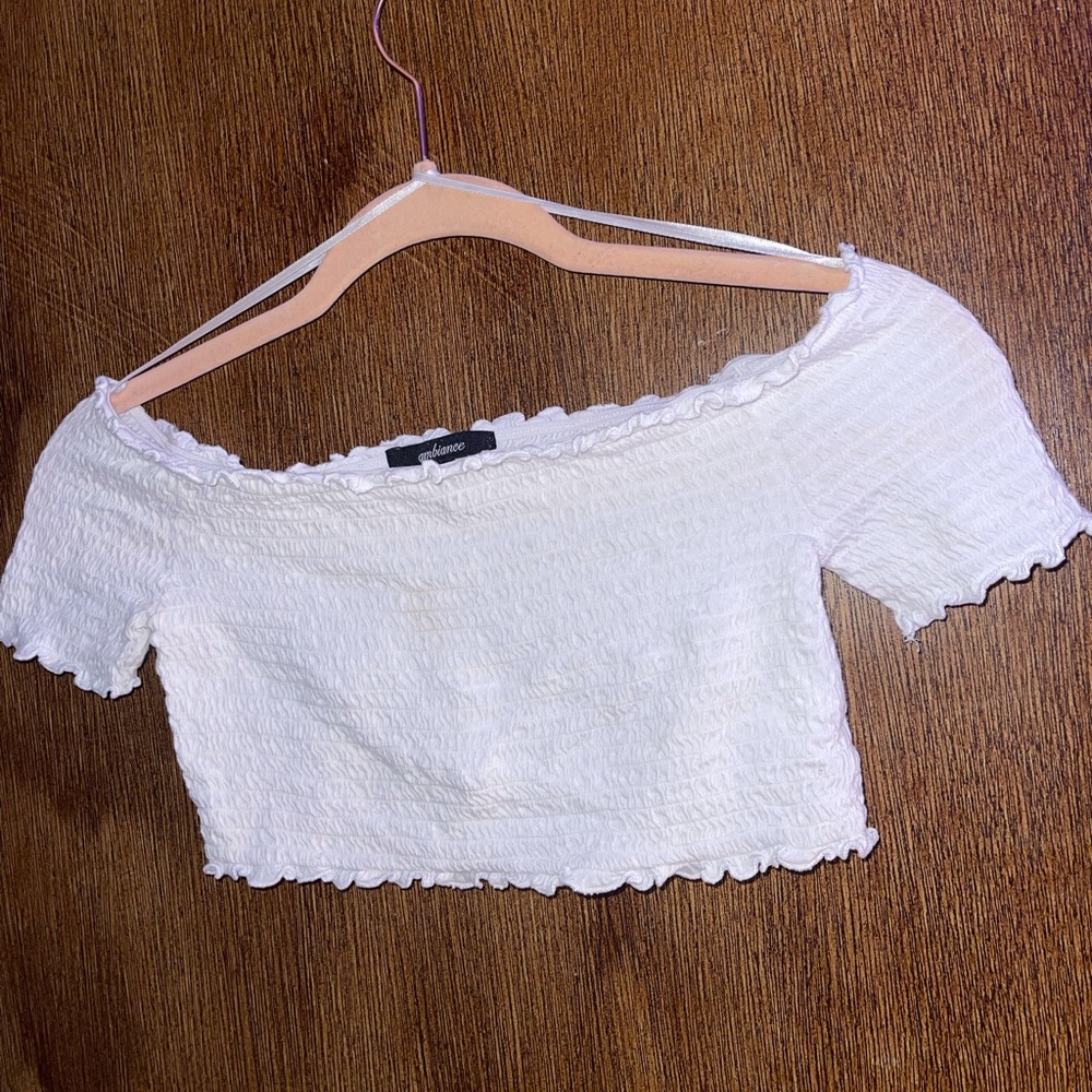White super short cropped top